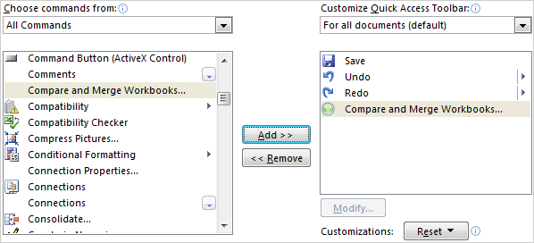 How to add compare and merge workbooks in excel mac